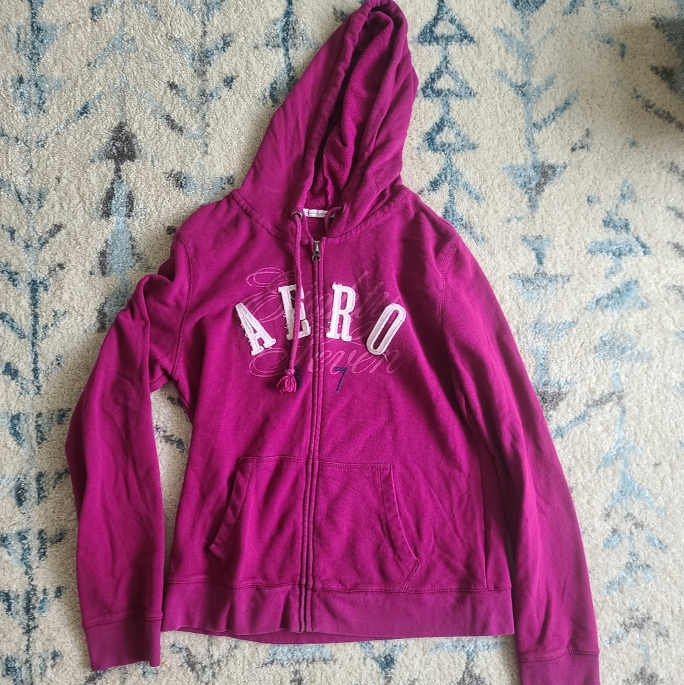 Aeropostale Full Purple/Pink Zip Hoodie, Xlarge